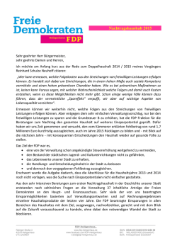 Haushaltsrede zum Nachtragshaushalt 2015