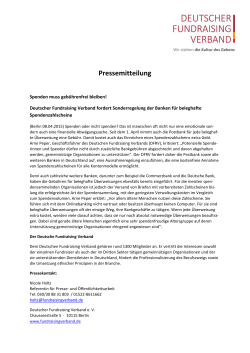 Pressemitteilung - Deutscher Fundraising Verband e.V.
