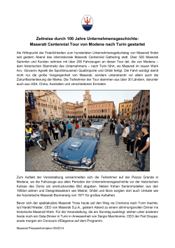 Maserati Centennial Tour von Modena nach Turin gestartet