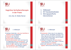 Doz. Dr. Walter Renner: Kognitive Verhaltenstherapie in der Praxis