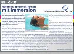 Im Fokus - Natürlich Sprachen lernen mit Immersion