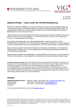 Stephan Klinger – neuer Leiter der VIG-Rechtsabteilung
