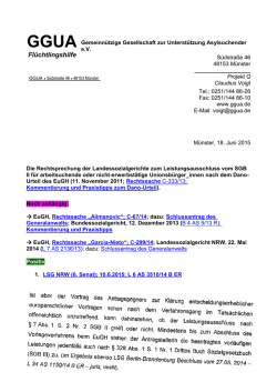 Rechtsprechungsübersicht zu den Entscheidungen der
