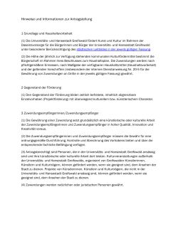 Hinweise und Informationen zur Antragstellung