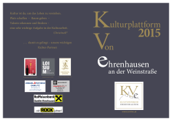Kulturplattform Ehrenhausen Jahresprogramm 2015
