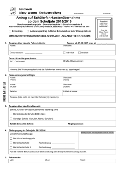 Antrag und Informationsblatt für Schülerbeförderung (2015/2016)