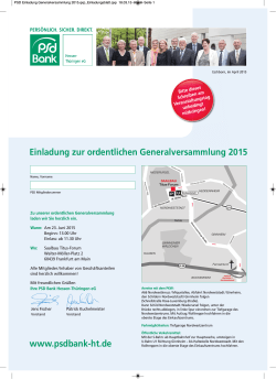 Einladung Generalversammlung - PSD Bank Hessen