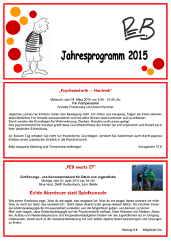 Echte Abenteuer statt Spielkonsole - PEB