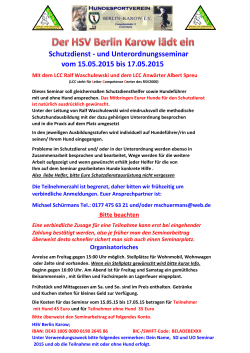 Schutzdienst - und Unterordnungsseminar vom 15.05.2015 bis