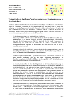 Haus Kunterbunt Vertragsbindende &bdquo;Spielregeln&ldquo; und