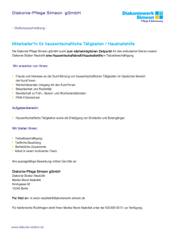 Haushaltshilfe / Mitarbeiter*in f&uuml;r hauswirtschaftliche T&auml;tigkeiten f&uuml;r
