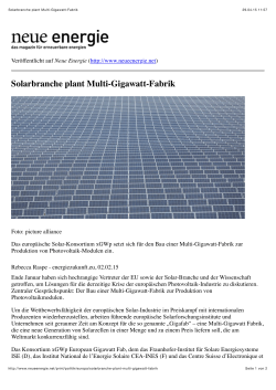 Solarbranche plant Multi-Gigawatt-Fabrik