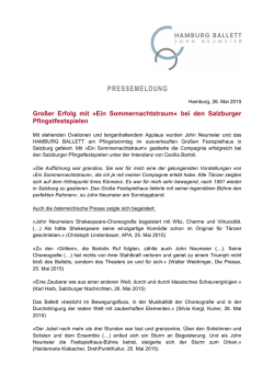 Gro&szlig;er Erfolg mit "Ein Sommernachtstraum" bei