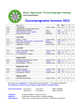 Tourenprogramm Sommer 2015