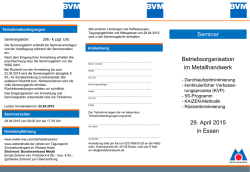 Betriebsorganisation im Metallhandwerk 29. April 2015 in Essen