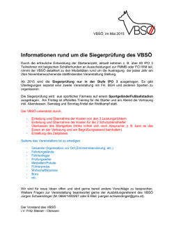 Informationen rund um die Siegerpr&uuml;fung 2015 des VBS&Ouml;