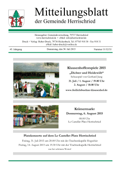 Mitteilungsblatt - Gemeinde Herrischried