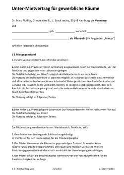 Unter-Mietvertrag für gewerbliche Räume