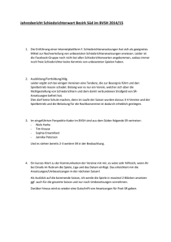 Jahresbericht Schiedsrichterwart Bezirk S&uuml;d im BVSH 2014/15