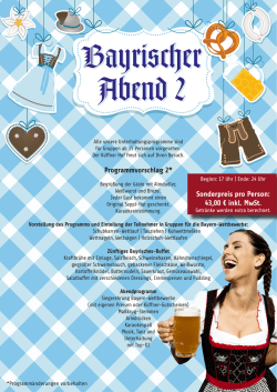 Programmvorschlag 2* Sonderpreis pro Person: 43,00