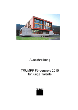 Ausschreibung TRUMPF Förderpreis 2015 für junge Talente