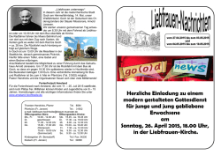 Herzliche Einladung zu einem modern gestalteten Gottesdienst f&uuml;r