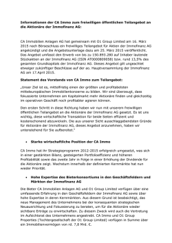 Informationen der CA Immo zum freiwilligen &ouml;ffentlichen Teilangebot