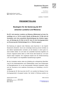 Baubeginn für die Sanierung der B 11 zwischen Landshut und