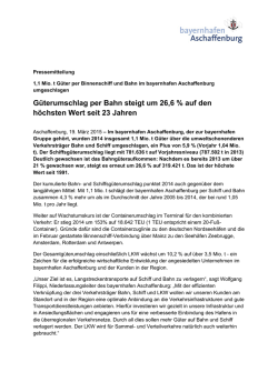 G&uuml;terumschlag per Bahn steigt um 26,6 % auf den h&ouml;chsten Wert