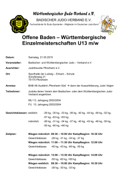 Ausschreibung BWEM U13-2015 - Württembergischer Judo