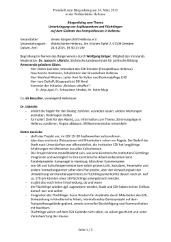 Protokoll zum Bürgerdialog am 24. März 2015 in der Waldschänke
