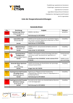 Liste der Kooperationseinrichtungen - Juze Kass Brixen