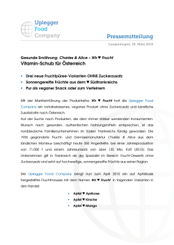Pressemitteilung  - Uplegger food company GmbH