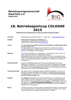 BSG-Cup Cologne Ausschreibung 2015