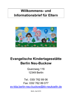 Elternbrief - Kindertageseinrichtungen im Kirchenkreis Neukölln