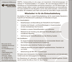 HEXPOL Mitarbeiter/-in f&uuml;r die Einkaufsabteilung