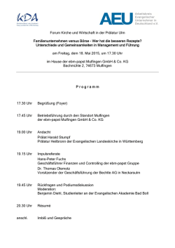 Forum Kirche und Wirtschaft in der Prälatur Ulm