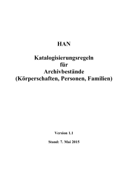 HAN-Katalogisierungsregeln für Archivbestände