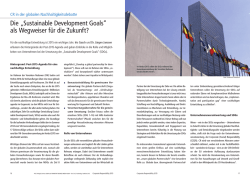 Die &bdquo;Sustainable Development Goals&ldquo; als Wegweiser f&uuml;r die Zukunft?