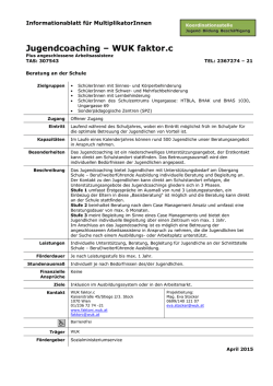 Jugendcoaching &ndash; WUK faktor.c