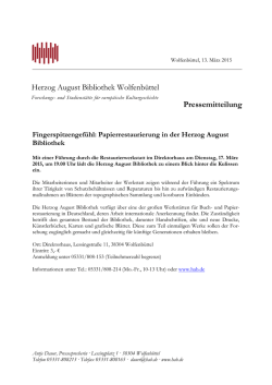 Herzog August Bibliothek Wolfenb&uuml;ttel Pressemitteilung