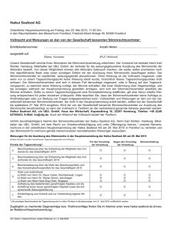 Formular zur Erteilung einer Stimmrechtsvollmacht