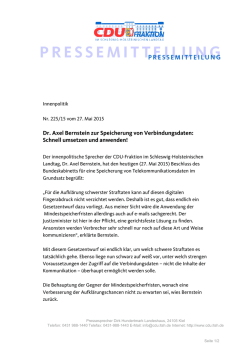Dr. Axel Bernstein zur Speicherung von Verbindungsdaten: Schnell