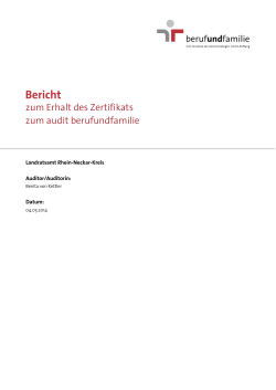 Bericht zum Erhalt des Zertifikats - Rhein-Neckar