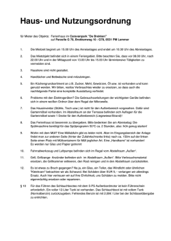 Hausordnung - Ferienhaus und Boot