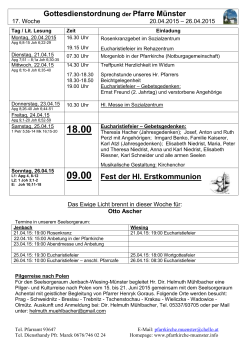 Gottesdienstordnung KW 17 - Seelsorgeraum Jenbach