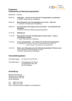 Programm Patientenforum Nierentransplantation Veranstaltungsdaten