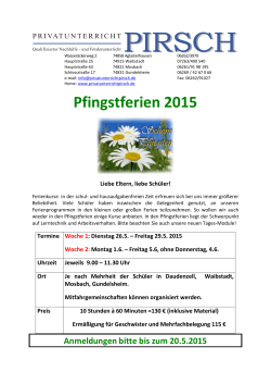 Pfingstferien 2015 - Privatunterricht Pirsch