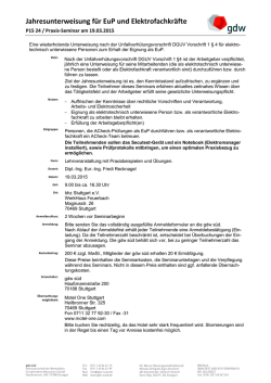 Jahresunterweisung f&uuml;r EuP und Elektrofachkr&auml;fte