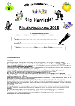 Herrieder Ferienprogramm 2015
